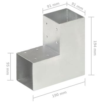 Pfostenverbinder L-Form Verzinktes Metall 91 x 91 mm