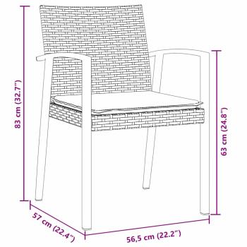 7-teiliges Garten-Esstischset mit Kissen Braun Poly-Rattan