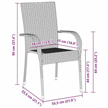ARDEBO.de - 7-teiliges Garten-Essset Grau Poly-Rattan
