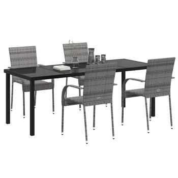 5-teiliges Garten-Essset Graues Poly-Rattan