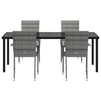 5-teiliges Garten-Essset Graues Poly-Rattan