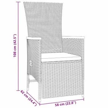 7-teiliges Garten-Dining-Set mit Kissen Grau Poly Rattan