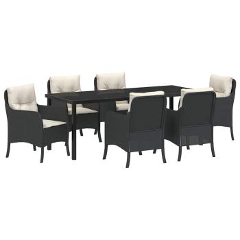 Garten Essgruppe 7 stk. Schwarz Poly-Rattan