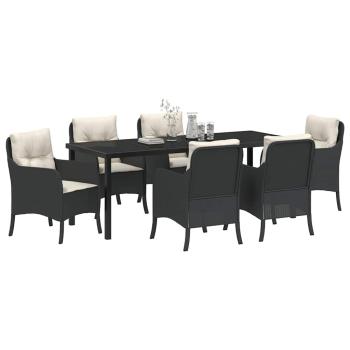Garten Essgruppe 7 stk. Schwarz Poly-Rattan