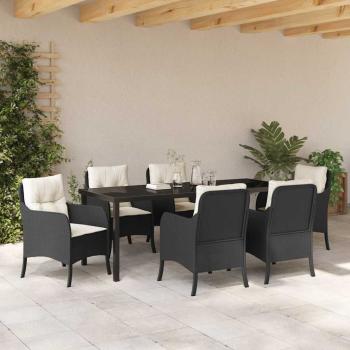Garten Essgruppe 7 stk. Schwarz Poly-Rattan