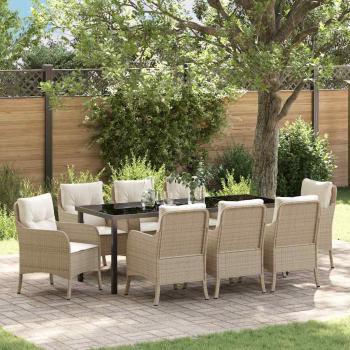 ARDEBO.de - Garten Essgruppe 9 stk. Beige Poly-Rattan