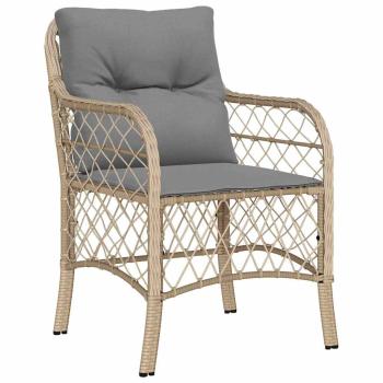 9-teiliges Garten-Esstischset mit Kissen Beige Poly Rattan