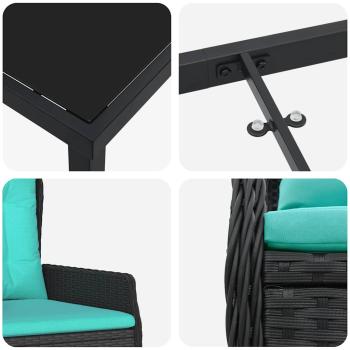 7-teiliges Garten-Essset Schwarz Poly-Rattan