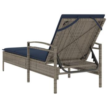 Sonnenliege mit Kissen Grau 63 x 200 x 81 cm Poly Rattan (nur USA)