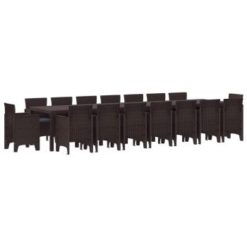 ARDEBO.de - 17-teiliges Garten Essset mit Kissen Braun Poly Rattan