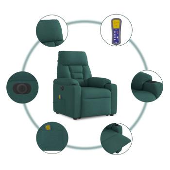 Elektrischer Massagesessel mit Aufstehhilfe Dunkelgrün Stoff