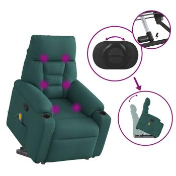 Massagesessel mit Aufstehhilfe Dunkelgrün Stoff