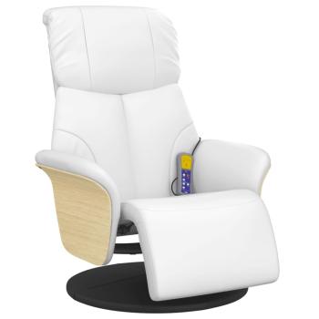 Massagesessel mit Fußteil Weiß Kunstleder