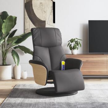ARDEBO.de - Massagesessel mit Fußteil Grau Kunstleder