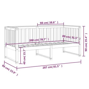 Tagesbett ohne Matratze 80x200 cm Massivholz Kiefer