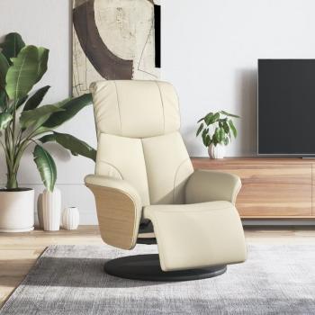 ARDEBO.de - Relaxsessel mit Fußteil Creme Kunstleder