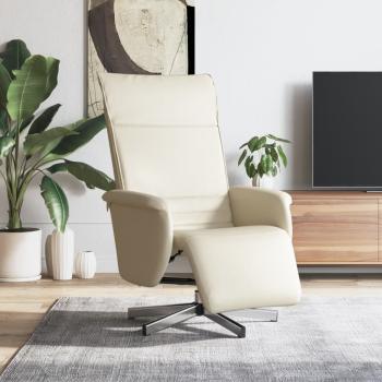 ARDEBO.de - Relaxsessel mit Fußteil Creme Kunstleder
