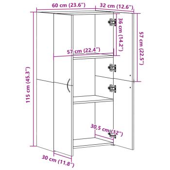 Aktenschrank Räuchereiche 60x32x115 cm Holzwerkstoff