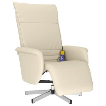 Massagesessel mit Fußteil Creme Kunstleder