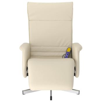 Massagesessel mit Fußteil Creme Kunstleder
