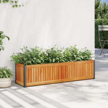 ARDEBO.de - Pflanzkübel 110x30x27,5 cm Massivholz Akazie und Stahl