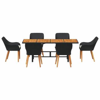 7-teiliges Garten Essgruppe Schwarz Poly-Rattan