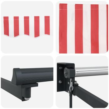 Manuelle Einziehbare Markise Rot und Weiß Gestreift 300x250 cm