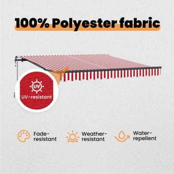Automatische einziehbare Markise Rot und Weiß Streifen 350x250 cm