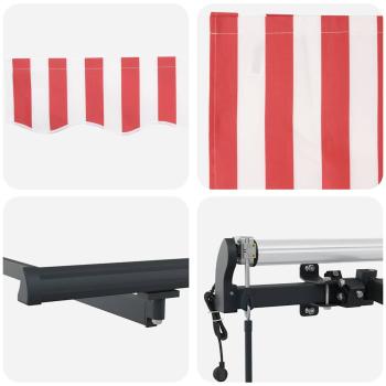 Automatische einziehbare Markise Rot und Weiß Streifen 350x250 cm