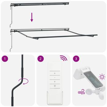 Automatische einziehbare Markise Rot und Weiß Streifen 350x250 cm