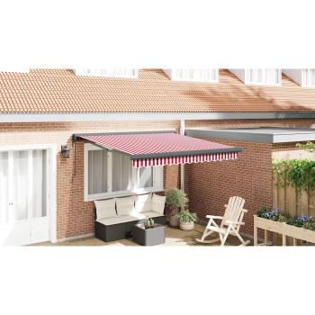 Automatische einziehbare Markise Rot und Weiße Streifen 350x250 cm