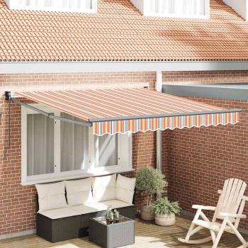 ARDEBO.de - manuelle einziehbare Markise mit mehrfarbigem Streifen 350x250 cm