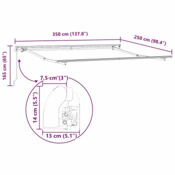 manuelle einziehbare Markise bunt gestreift 350x250 cm
