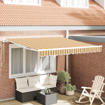 manuelle einziehbare Markise bunt gestreift 350x250 cm