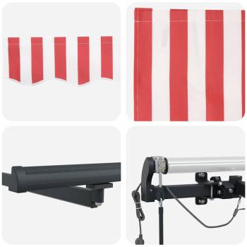Automatische einziehbare Markise mit LED Rot und Weiß Gestreift 400x300 cm