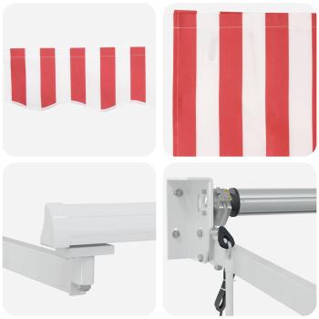 Automatische Einziehbare Markise Rot und Weiße Streifen 400x300 cm