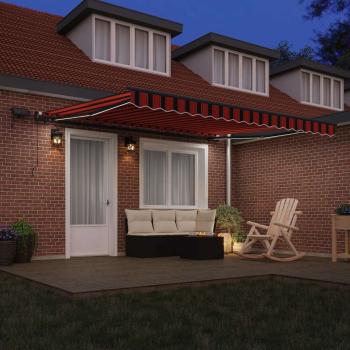 Manuelle einziehbare Markise mit LED in Orange und Braun 400x350 cm