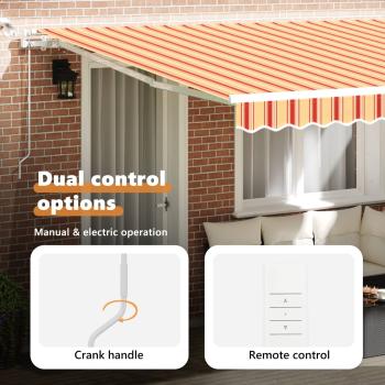 Automatische einziehbare Markise mit LED in Gelb und Orange, 400x350 cm