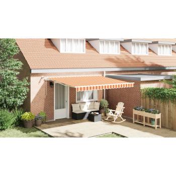 Automatische einziehbare Markise mit LED in Gelb und Orange, 400x350 cm