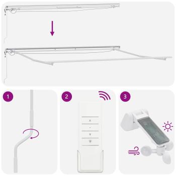 Automatische einziehbare Markise mit LED in Gelb und Orange, 400x350 cm