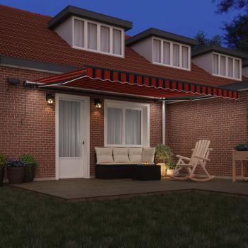 Manuelle Einziehbare Markise mit LED Orange und Braun 450x300 cm