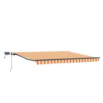 Manuelle einziehbare Markise mit LED Gelb und Orange 450x300 cm