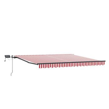 Manuelle einziehbare Markise mit LED in Rot und Weiß 450 x 300 cm