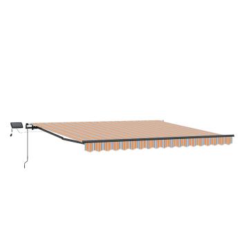Manuelle einziehbare Markise mit LED in buntem Streifendesign 450x300 cm