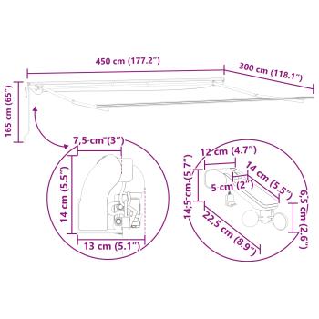 Automatische Einziehbare Markise mit LED Mehrfarben-Streifen 450x300 cm