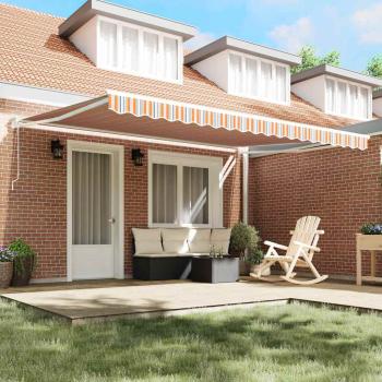 Automatische Einziehbare Markise Mehrfarbig Gestreift 450x300 cm