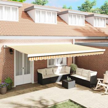 ARDEBO.de - Manuelle einziehbare Markise Orange und Weiß 500x300 cm