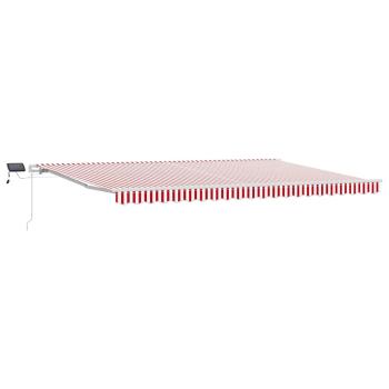 manuelle einziehbare Markise mit LED rot und weiß gestreift 500x300 cm