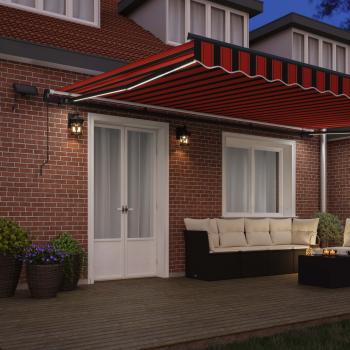 Manuelle einziehbare Markise mit LED in Orange und Braun 500x350 cm