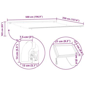 Manuelle einziehbare Markise mit LED-Multicolor-Streifen 500x350 cm